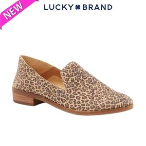 NWOT Lucky Brand Leopard Brown Cut-Out Side Cahill Round Toe Flats Size 9